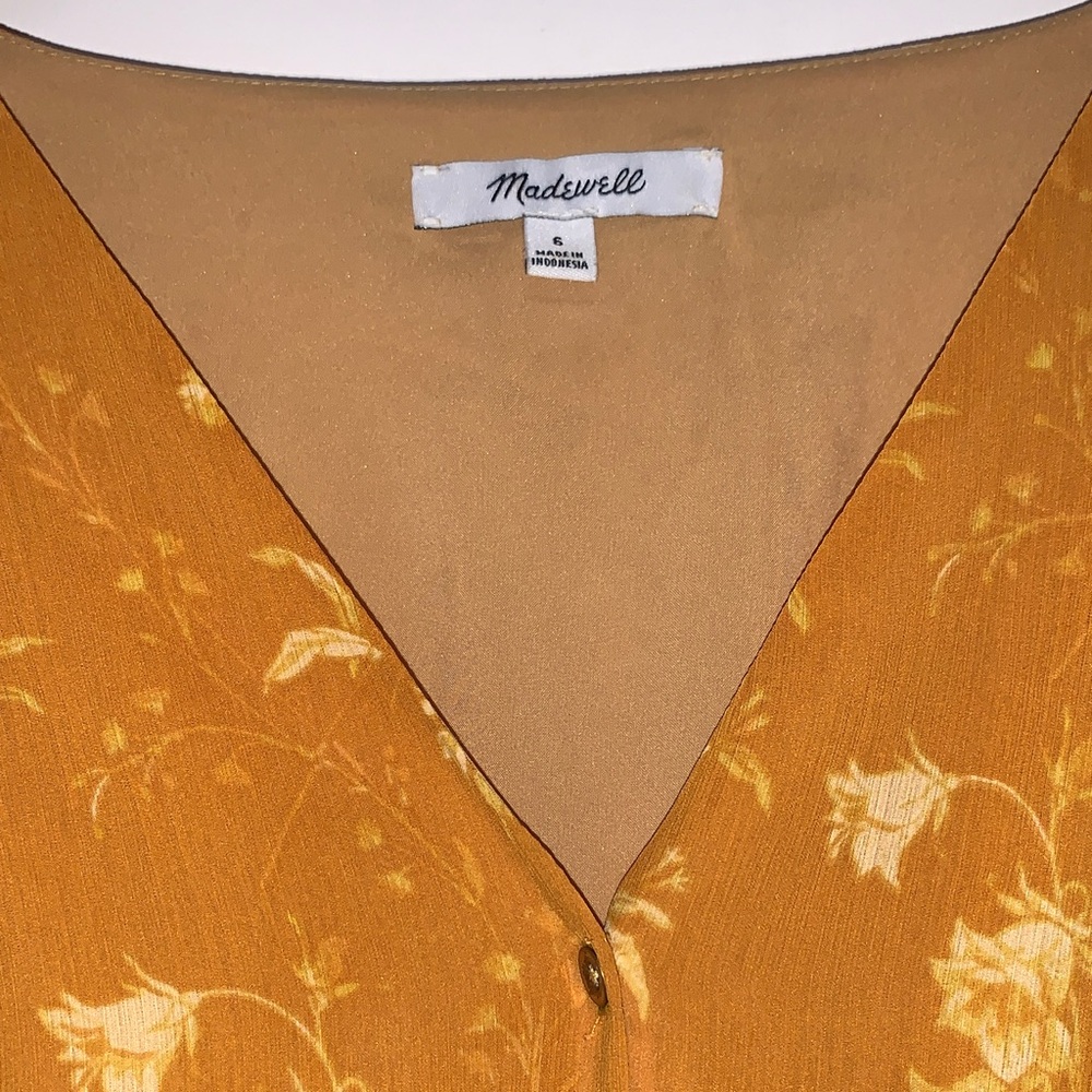 Madewell Mustard Floral Maxi Women’s Size 6 Dress Cottage Core Milk Maid Breezy - Picture 4 of 15